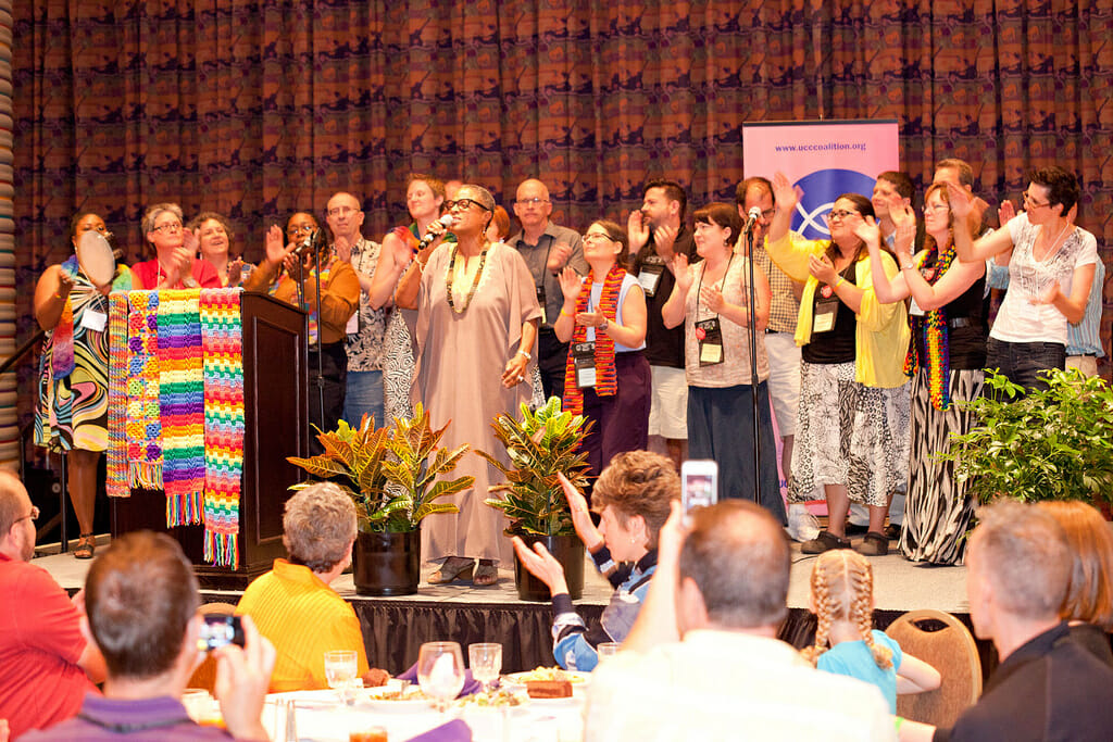 Bishop Flunder leads Coalition choir at the 2013 General Synod ONA Banquet in Long Beach, Calif.