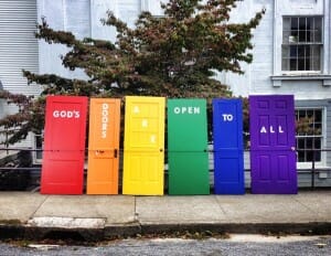Westfield Congregational Church in Connecticut is one of several ONA congregations that display rainbow doors near their entrance.